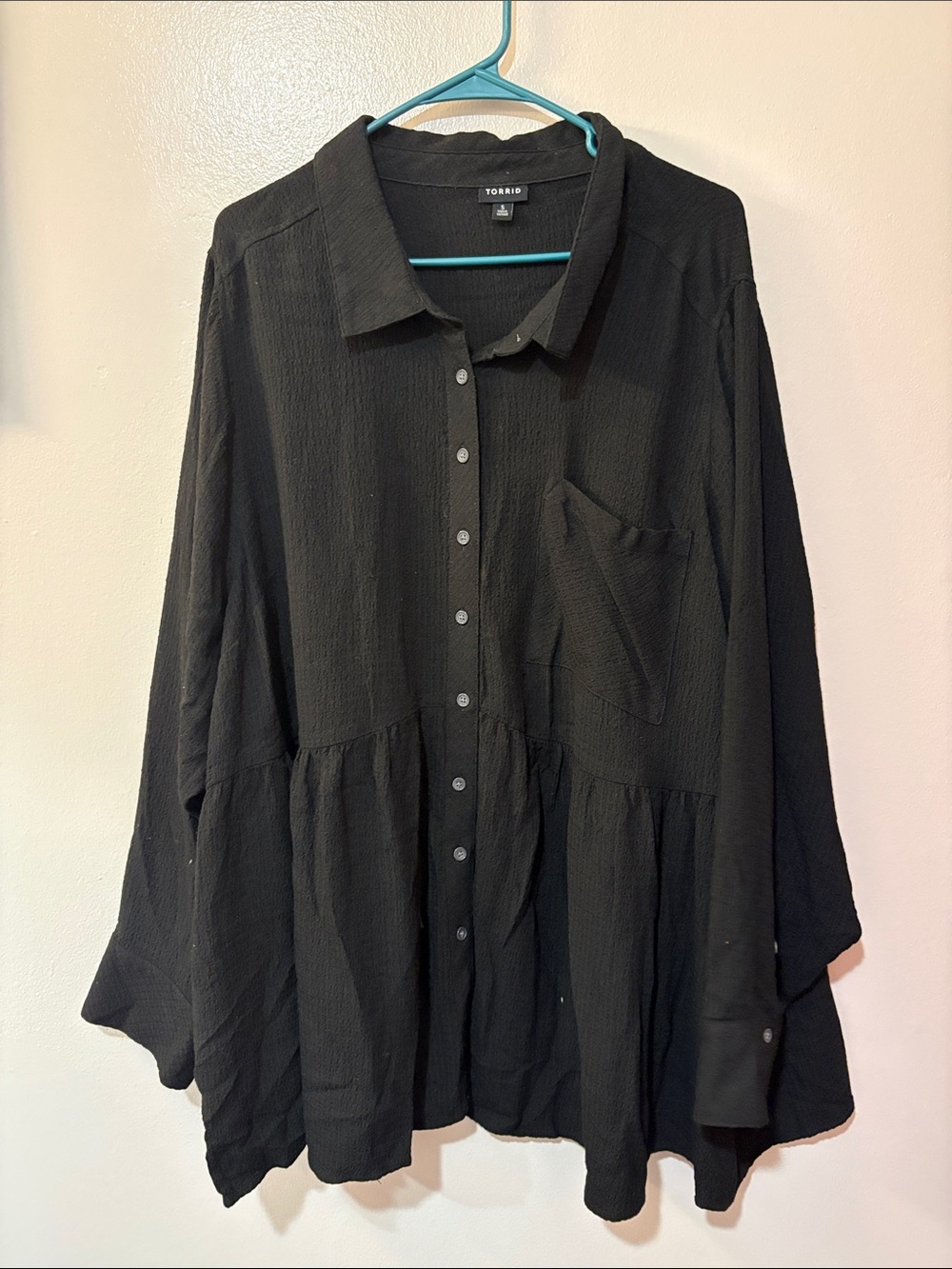 torrid Black Button-Front Peplum Shirt